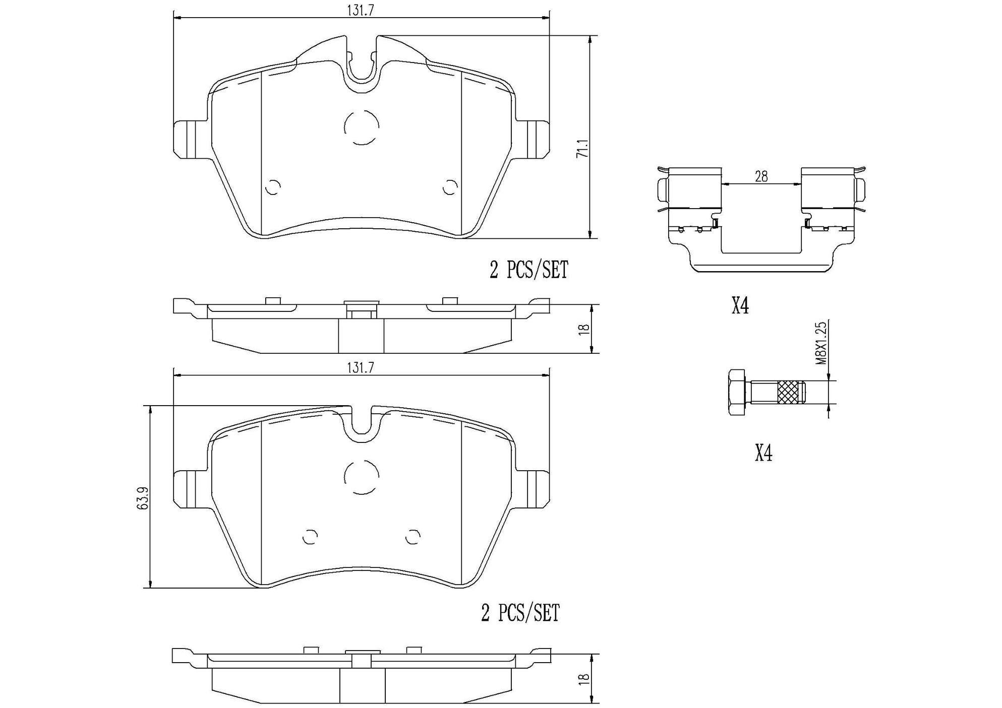 Brembo Mini Brakes Set - Pads Front (Ceramic) 34119808705 - Brembo P06086N